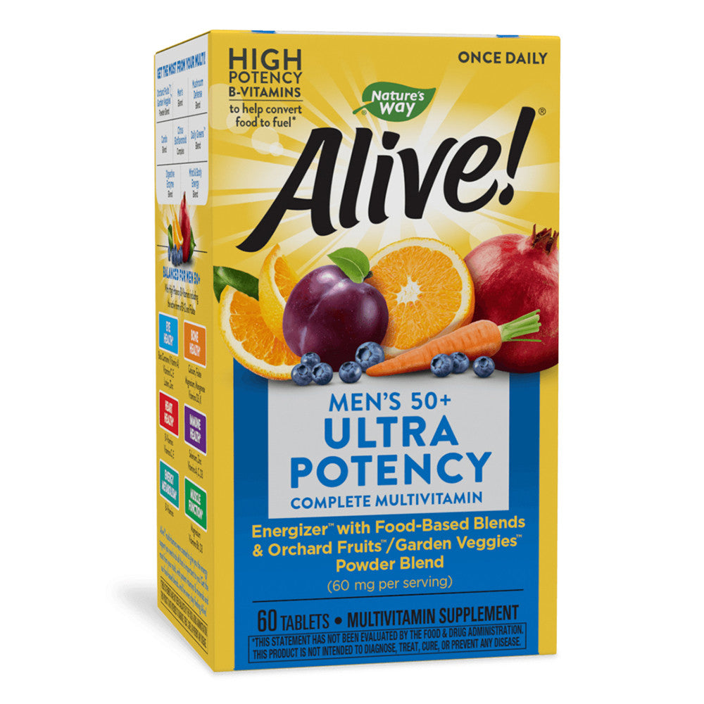 Natures Way Alive Once Daily Mens 50 Plus Ultra Potency Multi-Vitamin Tablets - 60 Ea